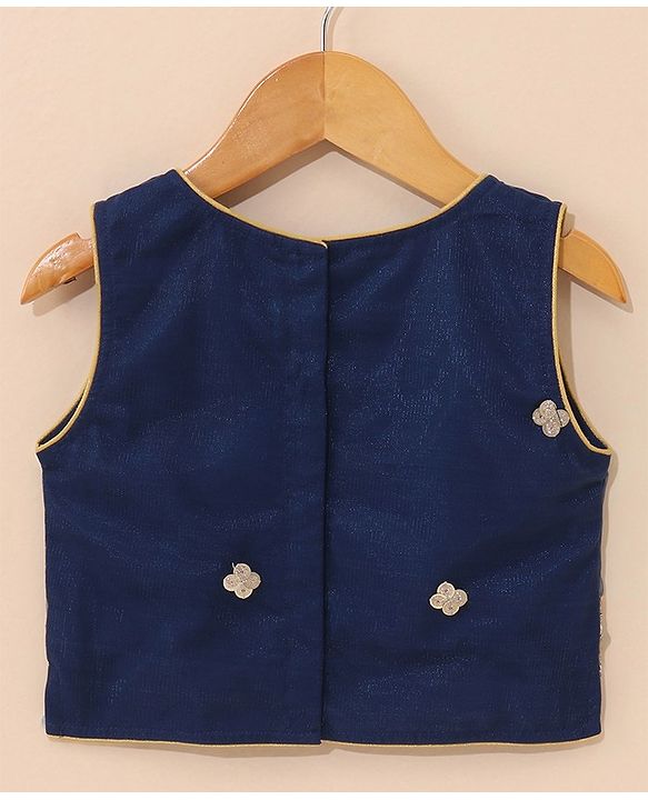 Babyhug Sleeveless Choli Lehenga With Dupatta Embroidered - Blue