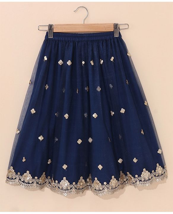 Babyhug Sleeveless Choli Lehenga With Dupatta Embroidered - Blue