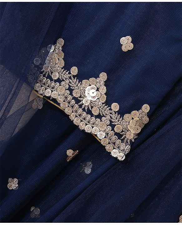Babyhug Sleeveless Choli Lehenga With Dupatta Embroidered - Blue