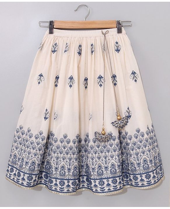Babyhug Half Sleeves Choli & Lehenga Set with Dupatta Embroidered Thread Work & Sequin Designs - Off White