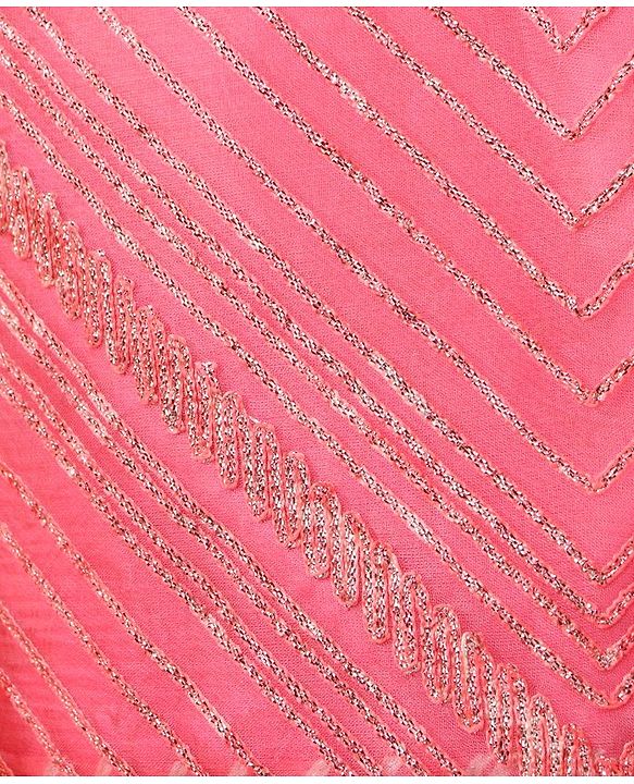 Babyhug Singlet Choli & Lehenga & Dupatta Zari Detailing - Orange Pink
