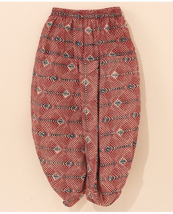 Babyhug Cotton Woven Full Sleeves Ethnic Printed Kurta & Dhoti Set - Maroon
