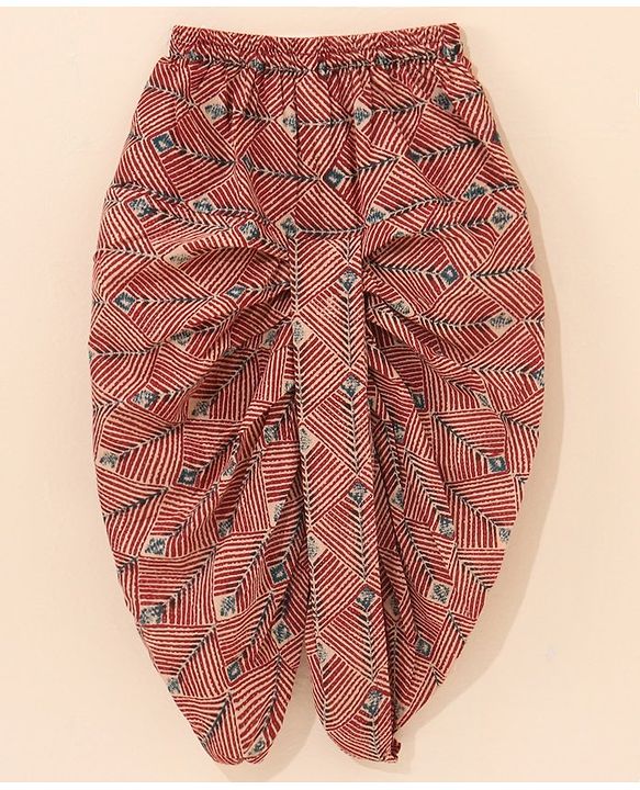 Babyhug Cotton Woven Full Sleeves Ethnic Printed Kurta & Dhoti Set - Maroon