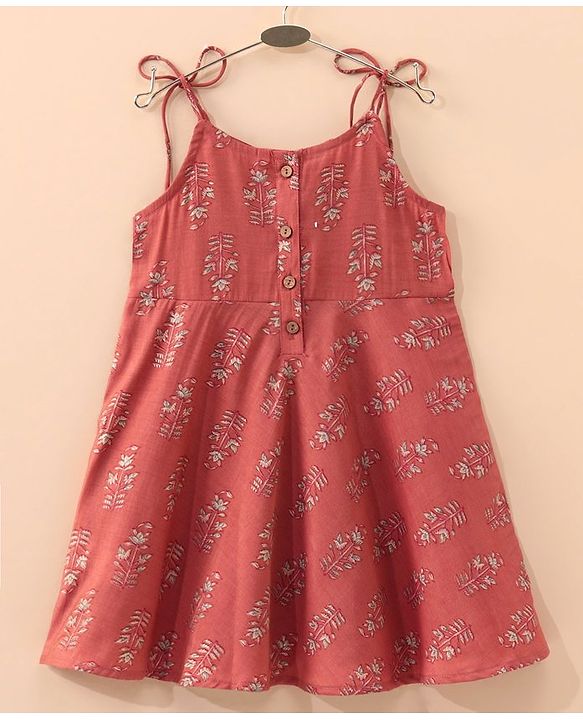 Babyhug Sleeveless Ethnic Dress Floral Print- Rust