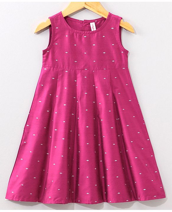 Babyhug Sleeveless Dress with Half Sleeves Shrug Ethnic Designs Embroidered - Wine