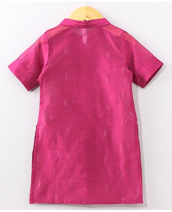 Babyhug Sleeveless Dress with Half Sleeves Shrug Ethnic Designs Embroidered - Wine
