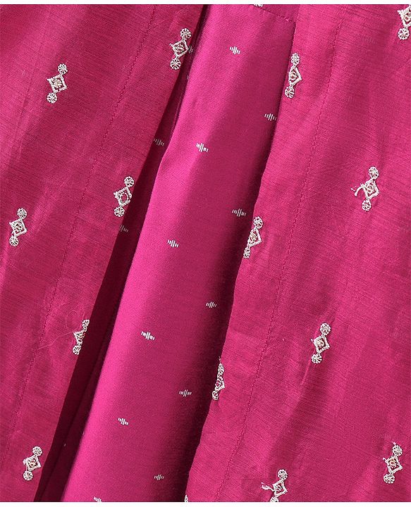 Babyhug Sleeveless Dress with Half Sleeves Shrug Ethnic Designs Embroidered - Wine