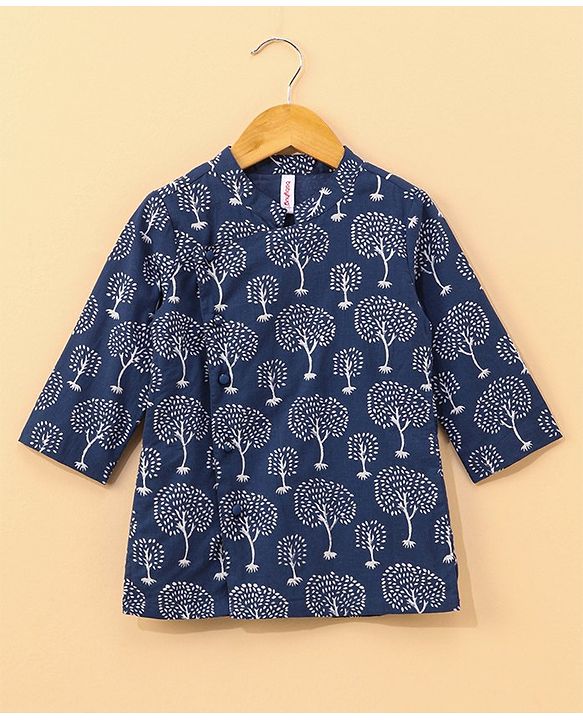Babyhug Full Sleeves Kurta and Dhoti Set Printed - Indigo