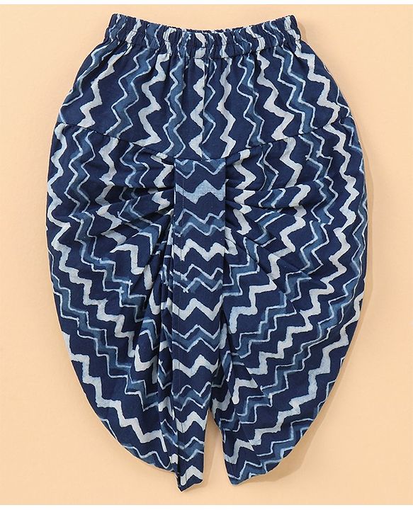 Babyhug Full Sleeves Kurta and Dhoti Set Printed - Indigo