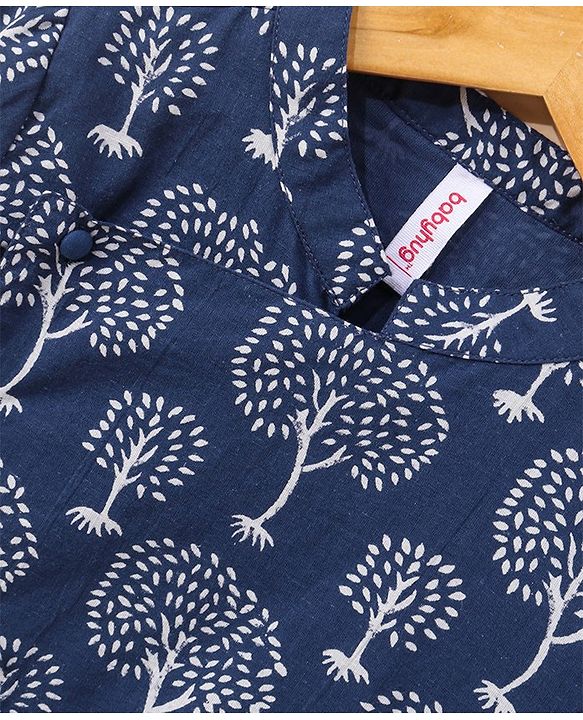 Babyhug Full Sleeves Kurta and Dhoti Set Printed - Indigo