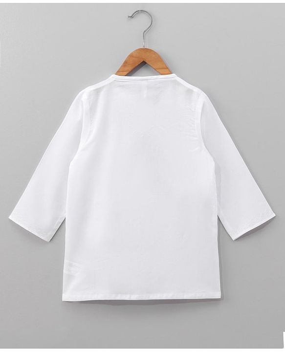 Babyhug Cotton Full Sleeves Kurta and Dhoti Set with Embroidery Solid Colour - Off White