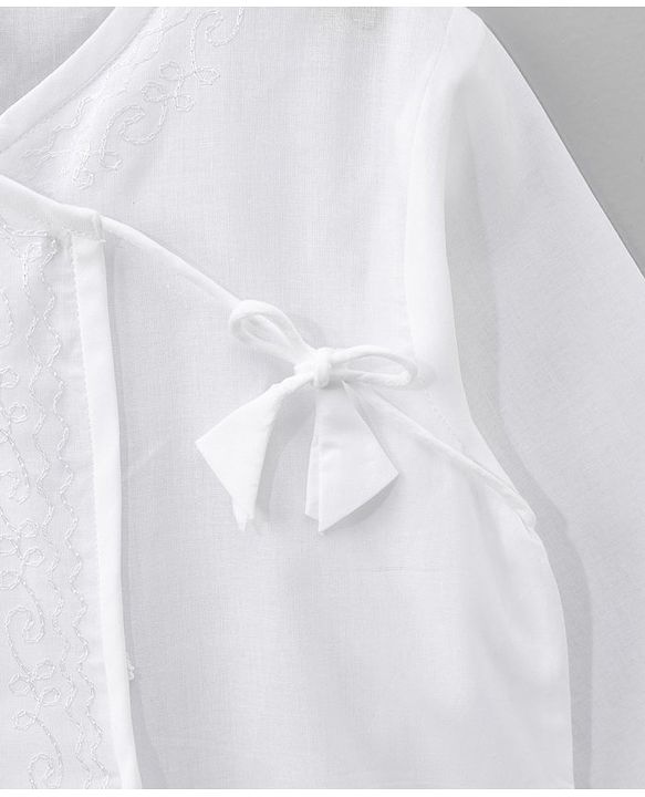 Babyhug Cotton Full Sleeves Kurta and Dhoti Set with Embroidery Solid Colour - Off White