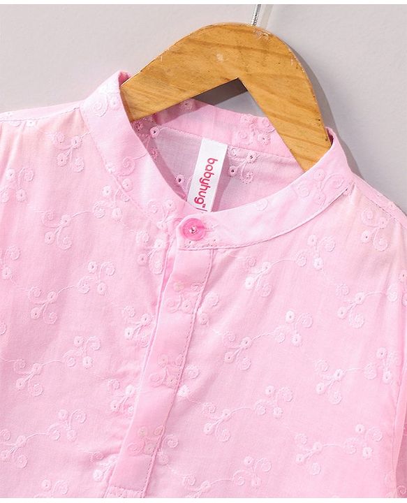 Babyhug Full Sleeves Kurta Dhoti Set with Embroidery - Pink