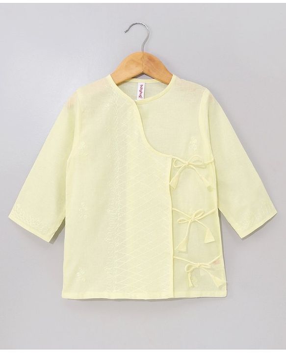 Babyhug Cotton Woven Full Sleeves Embroidery Kurta & Dhoti Set - Yellow
