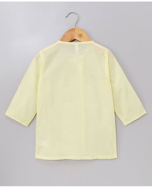 Babyhug Cotton Woven Full Sleeves Embroidery Kurta & Dhoti Set - Yellow