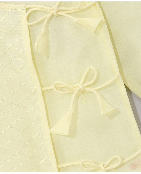 Babyhug Cotton Woven Full Sleeves Embroidery Kurta & Dhoti Set - Yellow