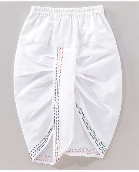 Babyhug Cotton Full Sleeves Kurta and Dhoti Set with Embroidery Solid Colour - Denim Blue