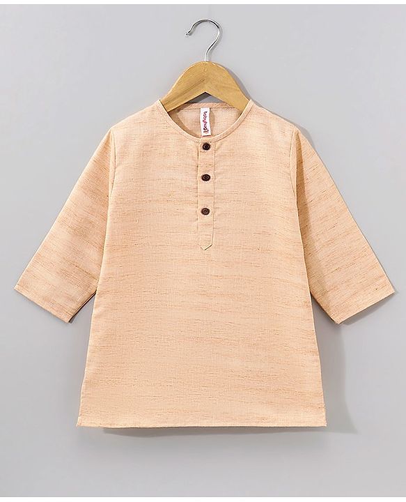 Babyhug Full Sleeves Kurta & Dhoti Set with Waist Coat Ethnic Print - Off Beige