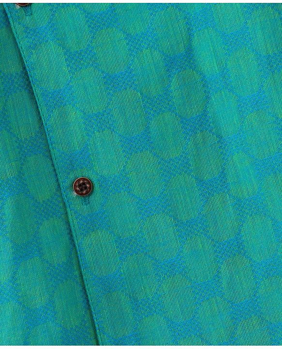 Babyhug Cotton Woven Full Sleeves Ethnic Printed Kurta & Dhoti Set - Rama Green