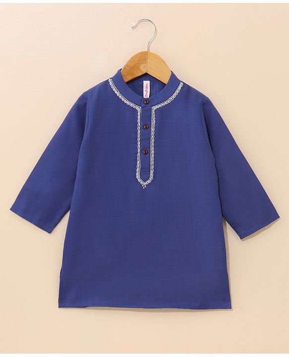 Babyhug Full Sleeves Solid Colour Kurta & Dhoti - Royal Blue White