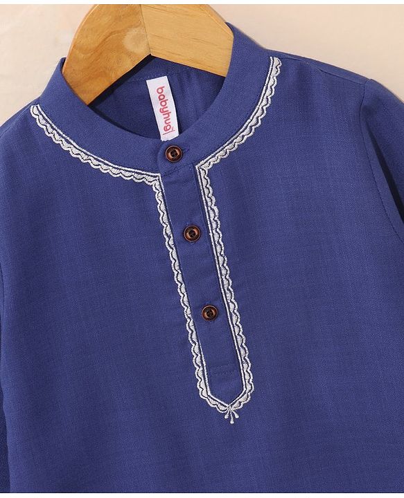 Babyhug Full Sleeves Solid Colour Kurta & Dhoti - Royal Blue White