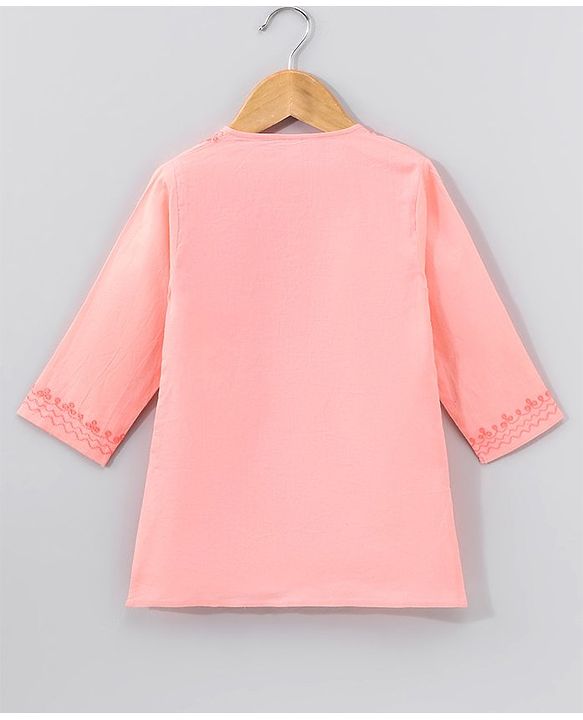 Babyhug Full Sleeves Kurta & Pyjama Set Embroidered - Peach