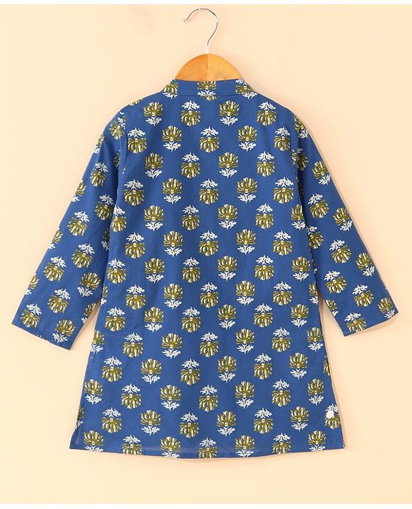 Babyhug Full Sleeves Kurta and Dhoti Set Floral Print - Blue