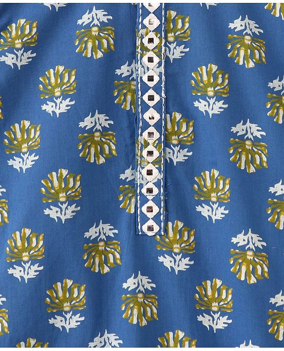 Babyhug Full Sleeves Kurta and Dhoti Set Floral Print - Blue