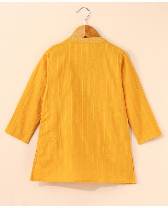 Babyhug Full Sleeves Solid Kurta and Dhoti Set - Mustard