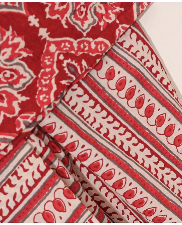 Babyhug Full Sleeves All Over Printed Kurta & Dhoti Set - Red