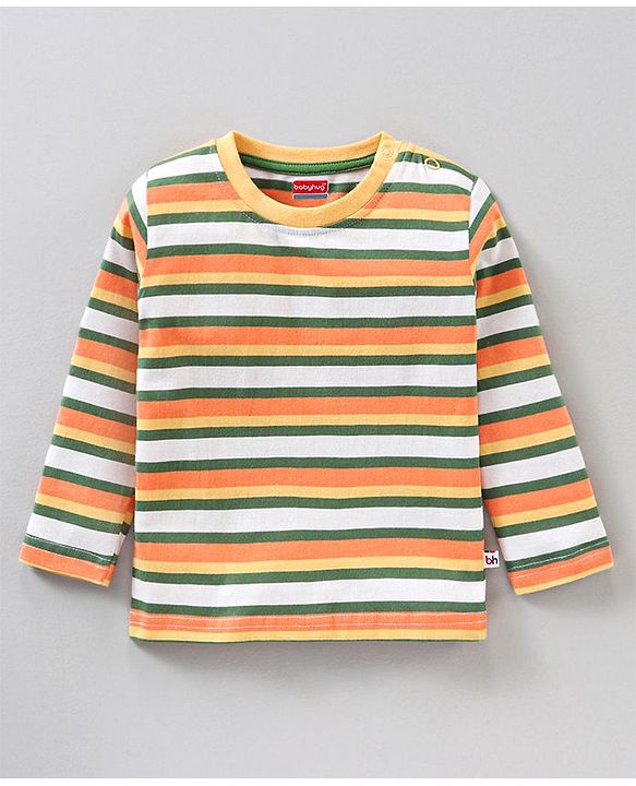 Babyhug Cotton Full Sleeves Tee Stripes & Wild Animals Print Pack of 3- Mullticolor