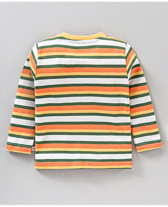 Babyhug Cotton Full Sleeves Tee Stripes & Wild Animals Print Pack of 3- Mullticolor