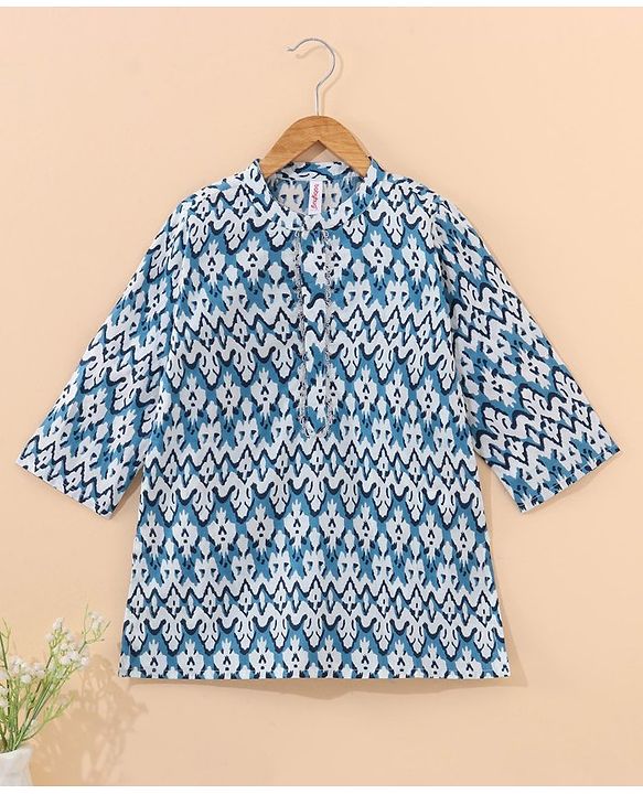 Babyhug Full Sleeves Cotton Kurta Printed- Indigo