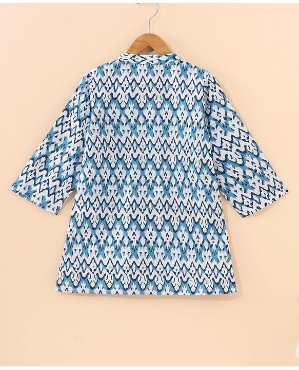 Babyhug Full Sleeves Cotton Kurta Printed- Indigo