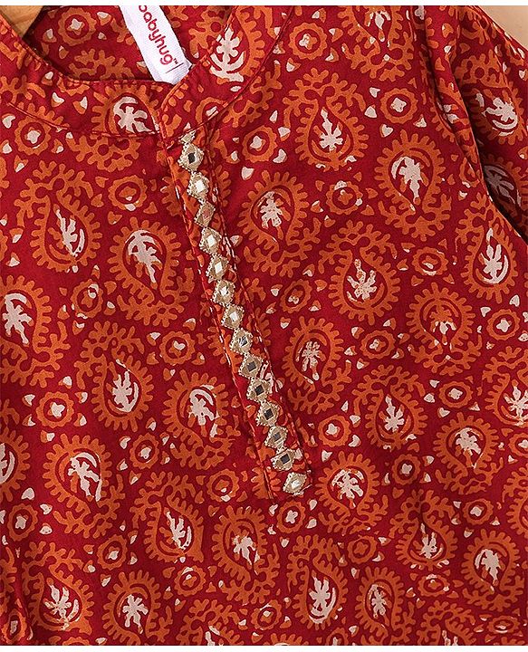 Babyhug Cotton Full Sleeves Kurta and Dhoti Set Printed - Red