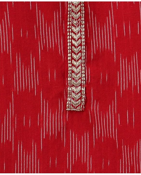Babyhug Full Sleeves Cotton Kurta & Dhoti Set Printed- Red