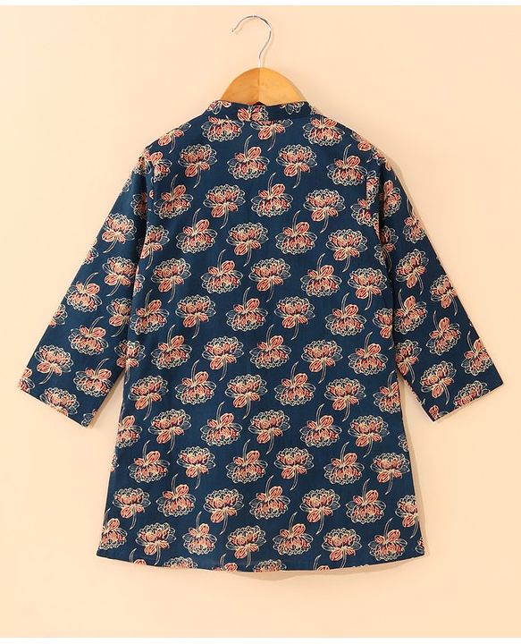 Babyhug Full Sleeves Kurta and Dhoti Set Printed - Indigo