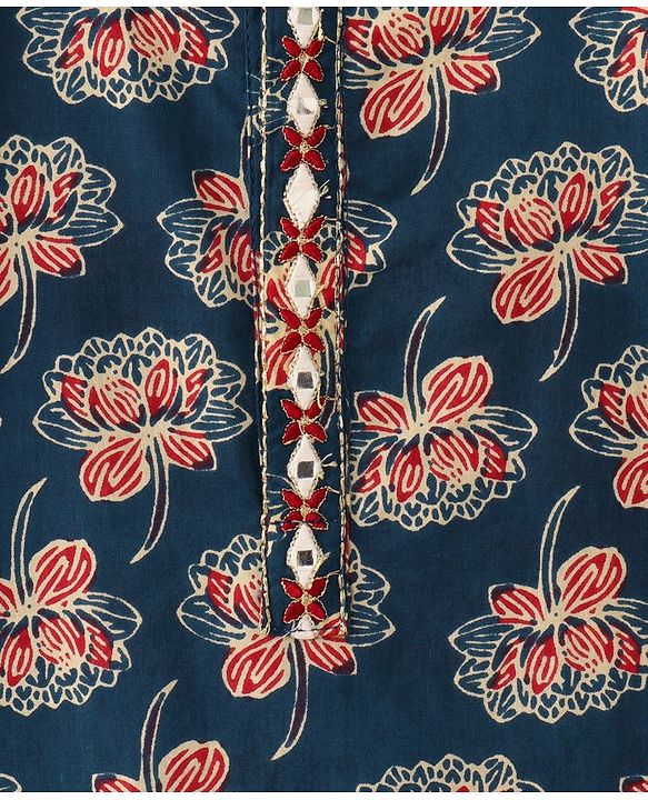 Babyhug Full Sleeves Kurta and Dhoti Set Printed - Indigo