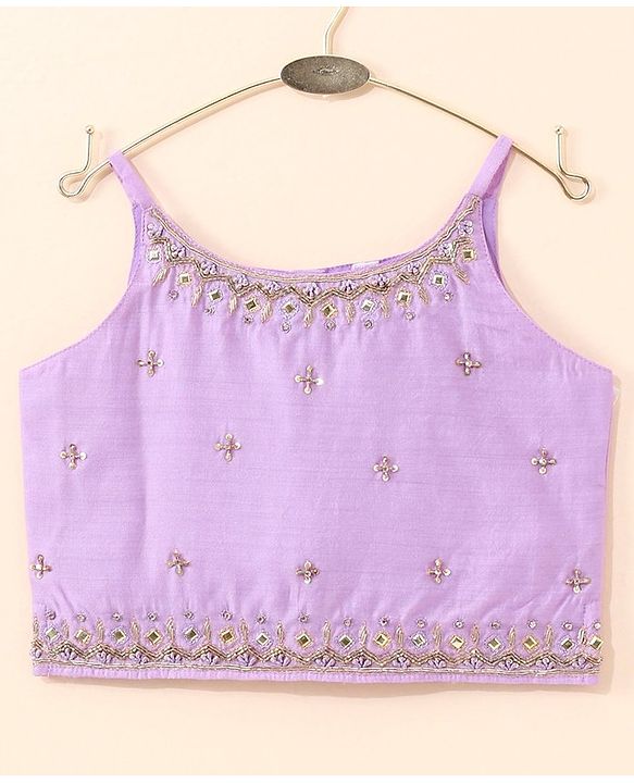 Babyhug Sleeveless Choli & Lehenga With Dupatta Sequin Embroidery- Lavender