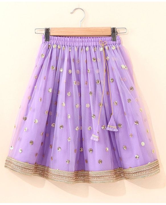 Babyhug Sleeveless Choli & Lehenga With Dupatta Sequin Embroidery- Lavender