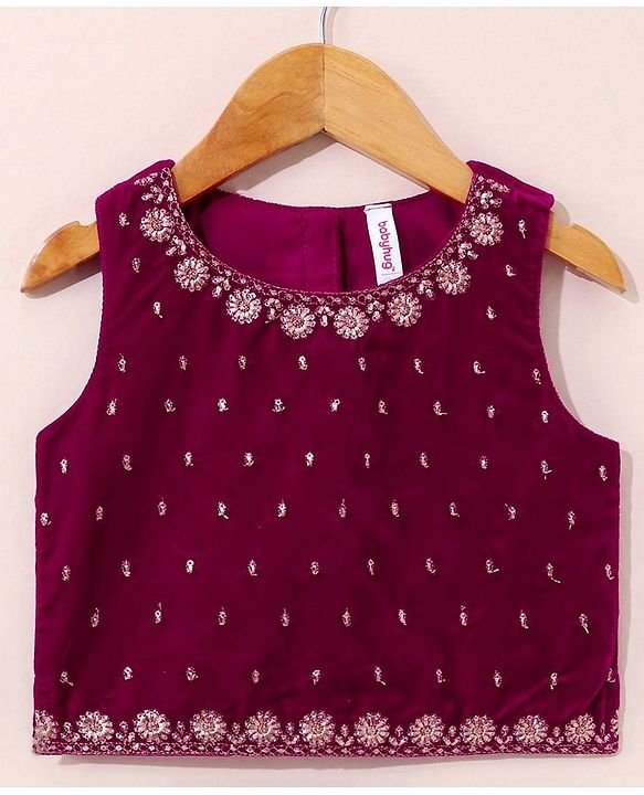 Babyhug Sleeveless Choli & Lehenga with Dupatta Embroidered - Magenta
