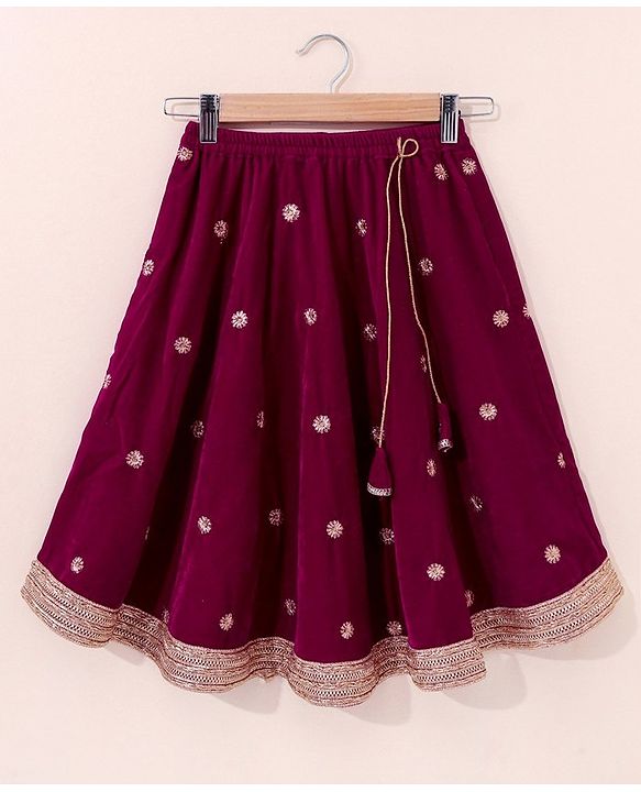 Babyhug Sleeveless Choli & Lehenga with Dupatta Embroidered - Magenta