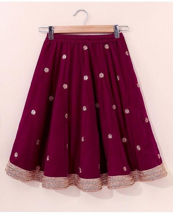 Babyhug Sleeveless Choli & Lehenga with Dupatta Embroidered - Magenta