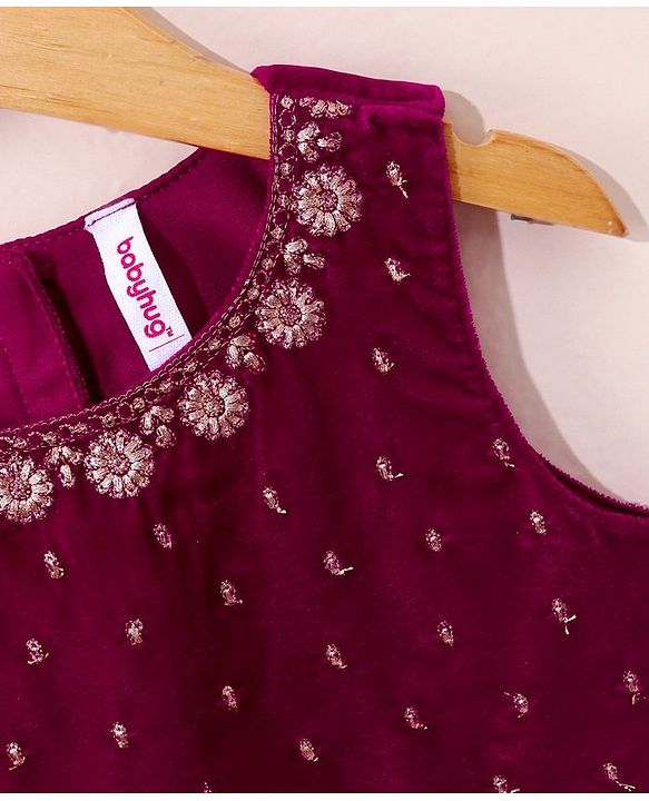 Babyhug Sleeveless Choli & Lehenga with Dupatta Embroidered - Magenta