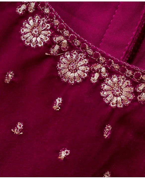 Babyhug Sleeveless Choli & Lehenga with Dupatta Embroidered - Magenta