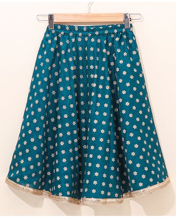 Babyhug Sleeveless Choli & Lehenga with Dupatta Embellished - Blue