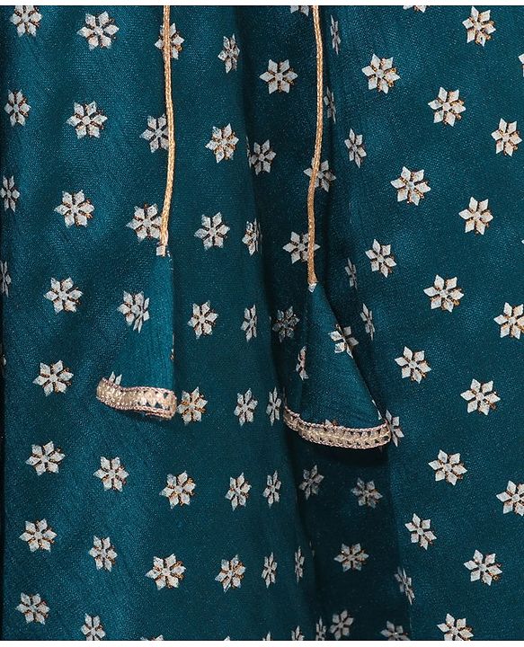 Babyhug Sleeveless Choli & Lehenga with Dupatta Embellished - Blue