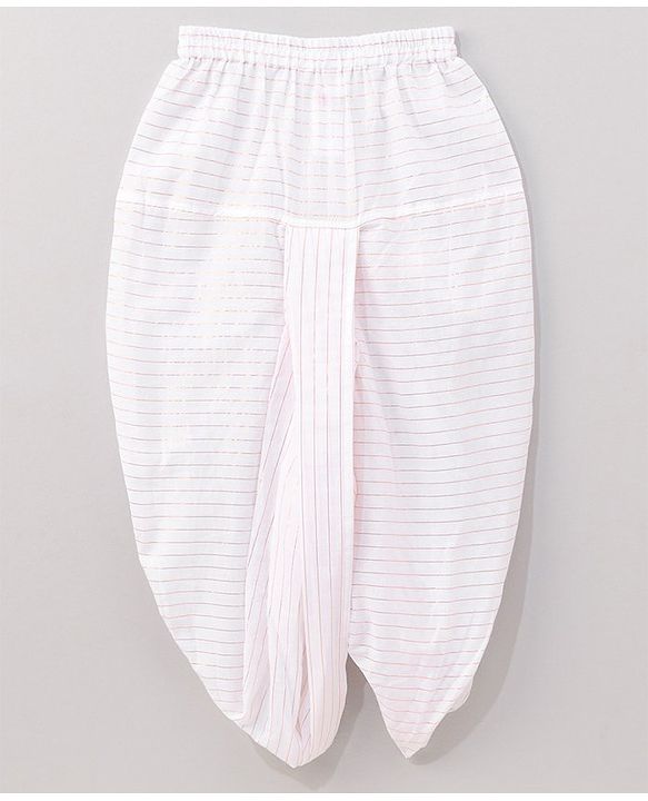 Babyhug Full Sleeves Embroidered Kurta & Striped Dhoti - White