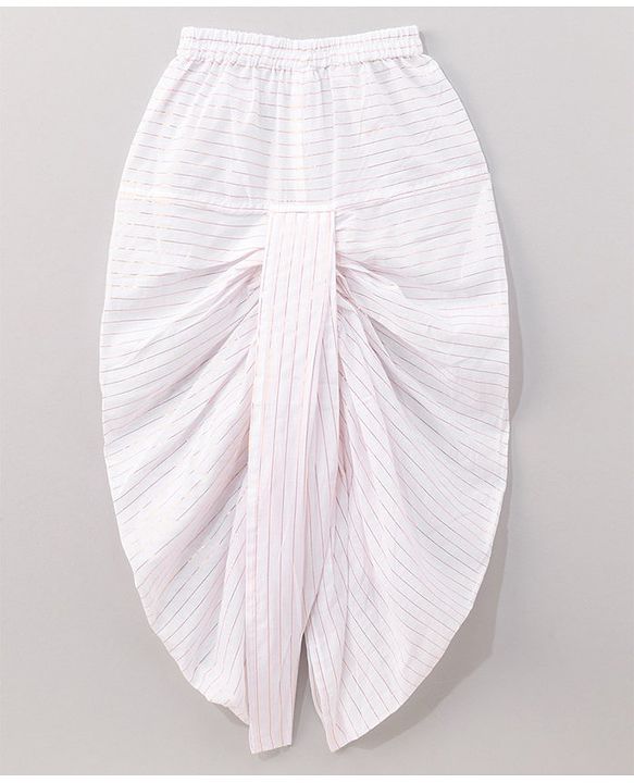 Babyhug Full Sleeves Embroidered Kurta & Striped Dhoti - White