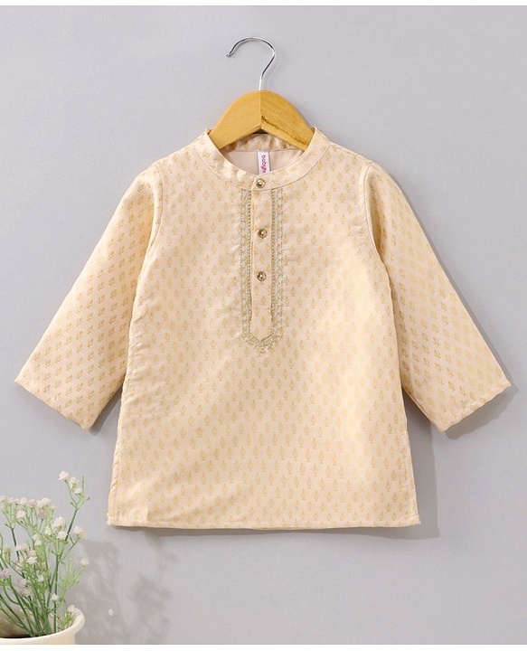 Babyhug Full Sleeves Kurta All Over Printed - Beige